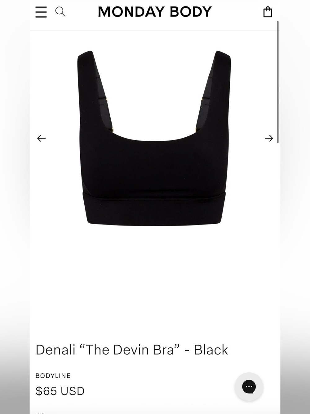 Monday Body Sports Bra in Black Size Medium